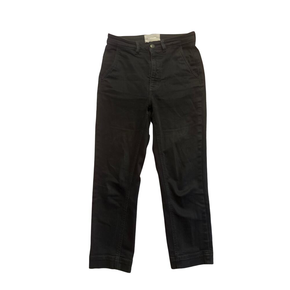 Women 2 Everlane Black The Slim Leg Crop Ankle Pants Cotton Stretch High Rise
